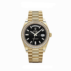 Rolex Day-Date 40 228348RBR Yellow Gold Black Diamond Dial Diamond Bezel — foto 1