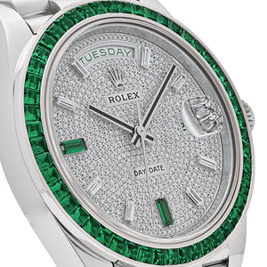 Rolex Day-Date 40 228396TEM Platinum Diamond Dial Emerald Bezel — foto 5