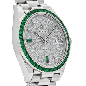 Rolex Day-Date 40 228396TEM Platinum Diamond Dial Emerald Bezel — foto 3
