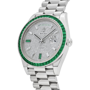 Rolex Day-Date 40 228396TEM Platinum Diamond Dial Emerald Bezel — foto 4