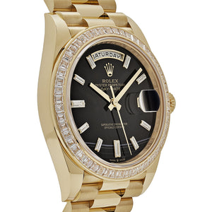 Rolex Day-Date 40 228398TBR Yellow Gold Onyx Baguette Diamond Dial Baguette Bezel — foto 4