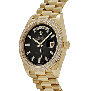 Rolex Day-Date 40 228398TBR Yellow Gold Onyx Baguette Diamond Dial Baguette Bezel — foto 3