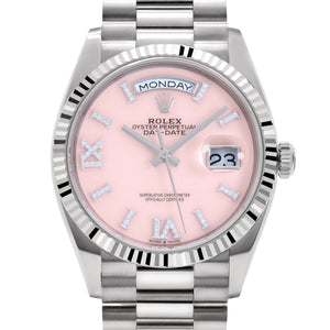 Rolex Day-Date 36 128239 White Gold Pink Opal Diamond Roman Numerals Dial (2025) — foto 4