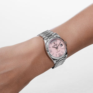Rolex Day-Date 36 128239 White Gold Pink Opal Diamond Roman Numerals Dial (2025) — foto 2