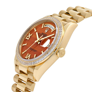 Rolex Day-Date 36 128398TBR Yellow Gold Carnelian Diamond Roman Numerals Dial Diamond Bezel — foto 6