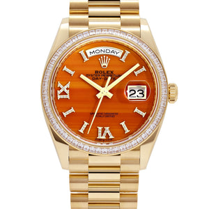 Rolex Day-Date 36 128398TBR Yellow Gold Carnelian Diamond Roman Numerals Dial Diamond Bezel — foto 5