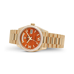 Rolex Day-Date 36 128398TBR Yellow Gold Carnelian Diamond Roman Numerals Dial Diamond Bezel — foto 4