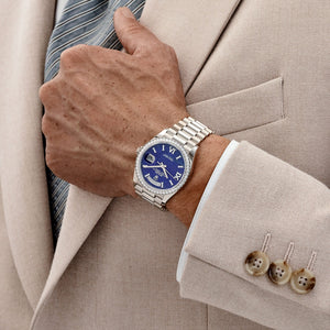 Rolex Day-Date 36 128349RBR White Gold Lapis Stone Diamond Roman Numerals Dial Diamond Bezel (2022) — foto 3