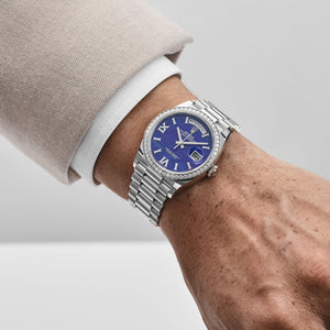Rolex Day-Date 36 128349RBR White Gold Lapis Stone Diamond Roman Numerals Dial Diamond Bezel (2022) — foto 2