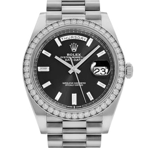 Rolex Day-Date 40 228349RBR White Gold Black Diamond Baguette Dial Diamond Bezel (2022) — foto 4