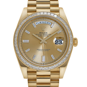 Rolex Day-Date 40 228398TBR Yellow Gold Champagne Diamond Baguette Dial and Bezel (2020) — foto 4