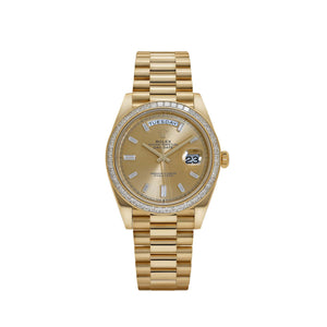 Rolex Day-Date 40 228398TBR Yellow Gold Champagne Diamond Baguette Dial and Bezel (2020) — foto 1