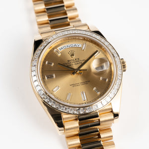 Rolex Day-Date 40 228398TBR Yellow Gold Champagne Diamond Baguette Dial and Bezel (2020) — foto 5