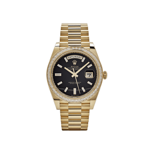 Rolex Day-Date 40 228398TBR Yellow Gold Onyx Baguette Diamond Dial Baguette Bezel — foto 1