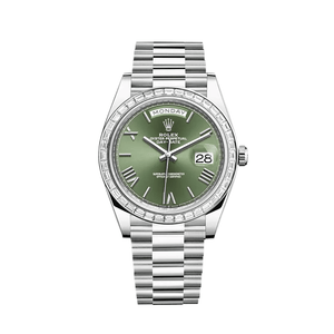 Rolex Day-Date 40 228396TBR Platinum Olive Green Dial Diamond Bezel — foto 1
