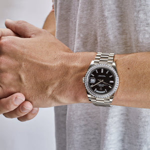 Rolex Day-Date 40 228349RBR White Gold Black Diamond Baguette Dial Diamond Bezel (2021) — foto 2