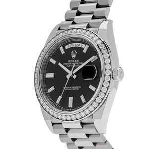 Rolex Day-Date 40 228349RBR White Gold Black Diamond Baguette Dial Diamond Bezel (2021) — foto 3