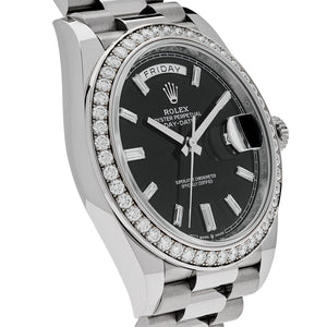 Rolex Day-Date 40 228349RBR White Gold Black Diamond Baguette Dial Diamond Bezel (2021) — foto 4