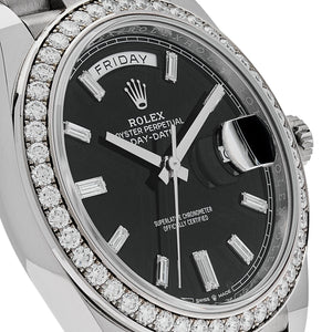 Rolex Day-Date 40 228349RBR White Gold Black Diamond Baguette Dial Diamond Bezel (2021) — foto 5
