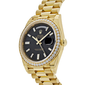 Rolex Day-Date 40 228348RBR Yellow Gold Black Diamond Dial Diamond Bezel — foto 4
