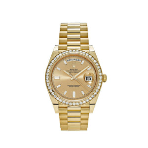 Rolex Day-Date 40 228348RBR Yellow Gold Champagne Diamond Baguette Dial Diamond Bezel (2021) — foto 1