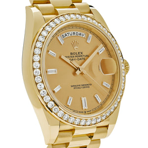 Rolex Day-Date 40 228348RBR Yellow Gold Champagne Diamond Baguette Dial Diamond Bezel (2021) — foto 3