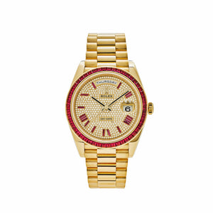 Rolex Day-Date 40 228398TRU Yellow Gold Roman Dial Ruby Bezel — foto 1