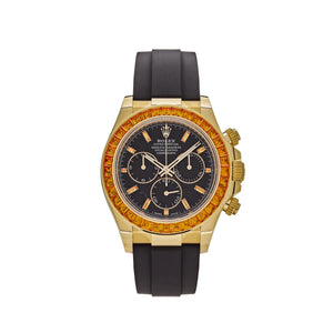 Rolex Daytona 116588SACO Yellow Gold Orange Sapphire Bezel Black Diamond Dial — foto 1