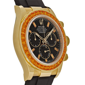 Rolex Daytona 116588SACO Yellow Gold Orange Sapphire Bezel Black Diamond Dial — foto 3