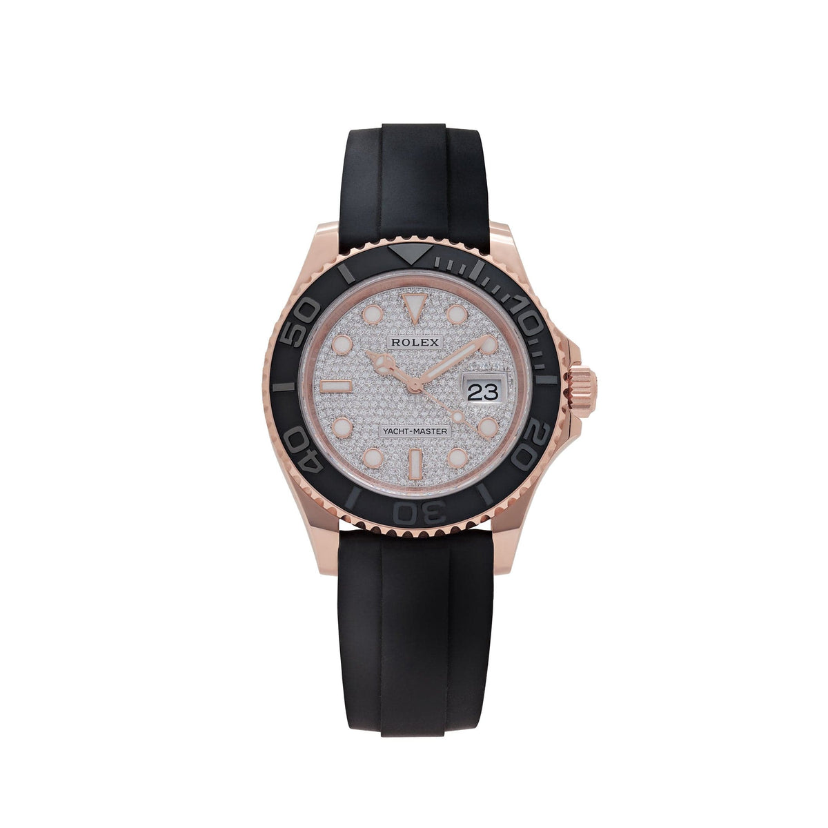 Rolex Yacht-Master 40 126655 Rose Gold Pave Diamond Dial